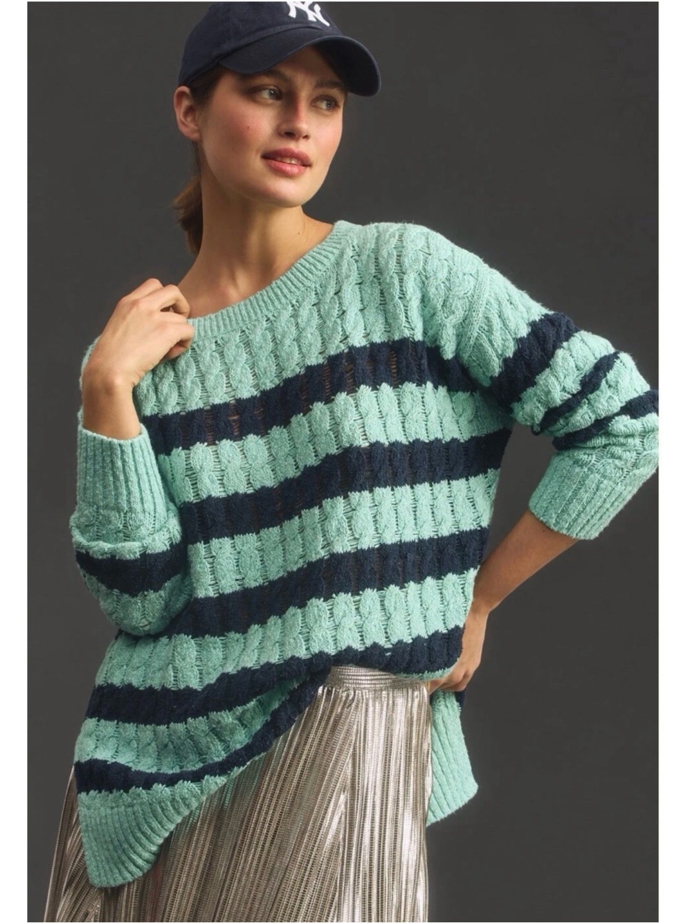 ANTHROPOLOGIE PILCRO | Striped Longline Stitch Oversized Sweater Sz. XS